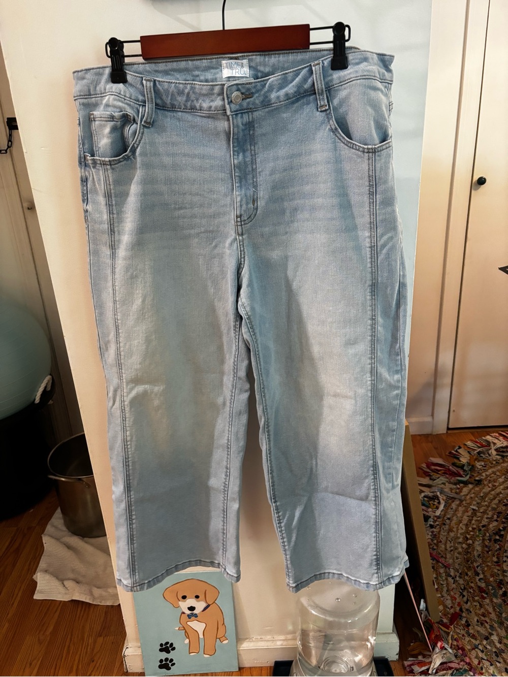 Time and Tru Light Wash Wide Leg Cropped Jeans